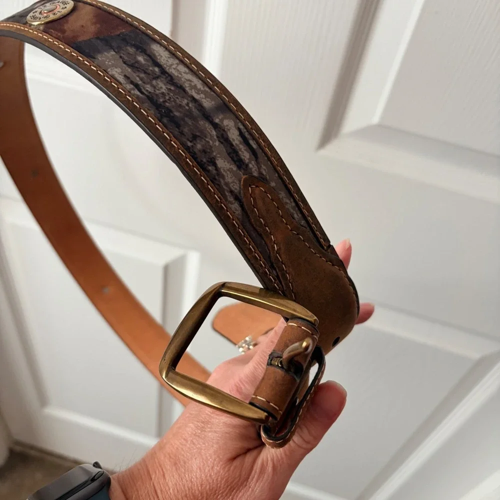 Nocona Belt Co Mens 44 Brown Leather Camo  Belt N24998222